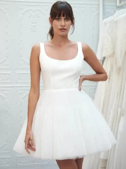 Wedding Dresses Jewel Neck Sleeveless A-Line Short Bridal Dresses