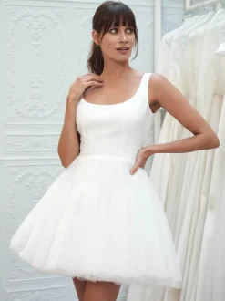 Wedding Dresses Jewel Neck Sleeveless A-Line Short Bridal Dresses
