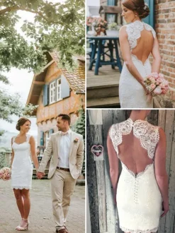 Wedding Dresses Sweetheart Neck Sleeveless Short Knee-Length Short Bridal Dress