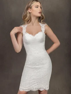 Wedding Dresses Sweetheart Neck Sleeveless Short Knee-Length Short Bridal Dress