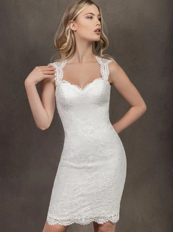 Wedding Dresses Sweetheart Neck Sleeveless Short Knee-Length Short Bridal Dress