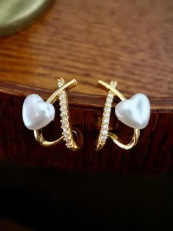 Wedding Earrings Cubic Zirconia Metal Pierced Wedding Jewelry