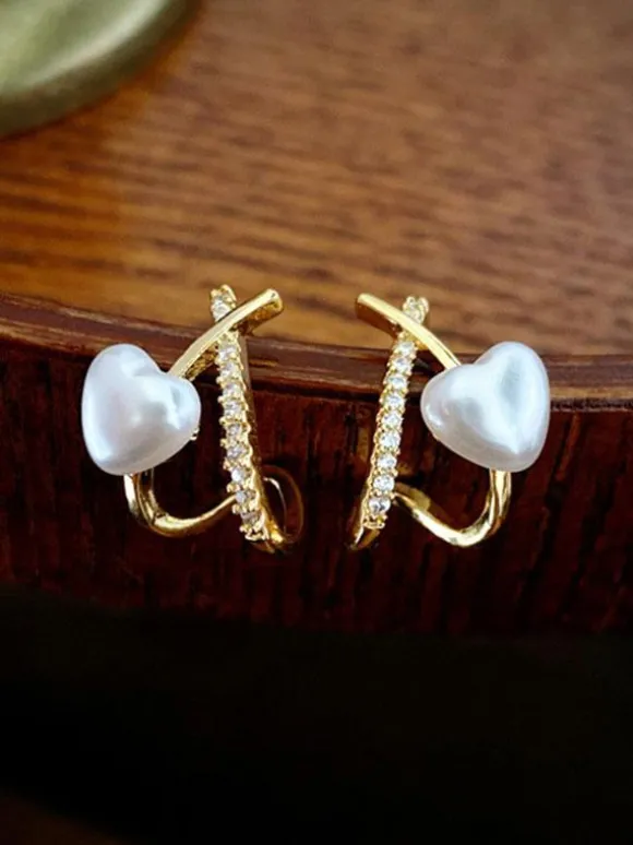 Wedding Earrings Cubic Zirconia Metal Pierced Wedding Jewelry