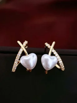 Wedding Earrings Cubic Zirconia Metal Pierced Wedding Jewelry