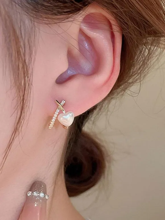 Wedding Earrings Cubic Zirconia Metal Pierced Wedding Jewelry