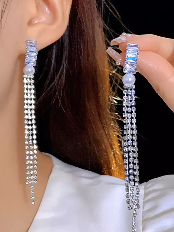 Wedding Earrings Diamond Metal Pierced Wedding Jewelry