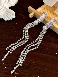 Wedding Earrings Diamond Metal Pierced Wedding Jewelry