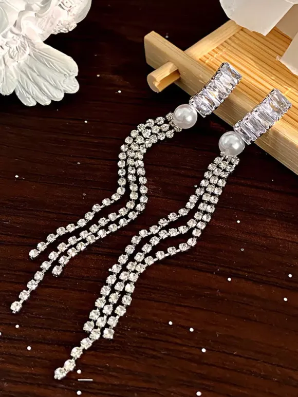 Wedding Earrings Diamond Metal Pierced Wedding Jewelry