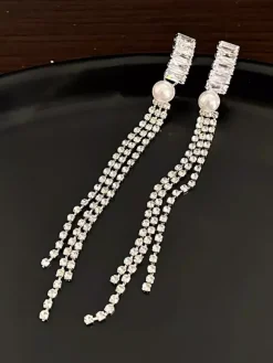 Wedding Earrings Diamond Metal Pierced Wedding Jewelry