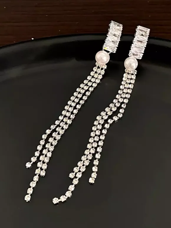 Wedding Earrings Diamond Metal Pierced Wedding Jewelry