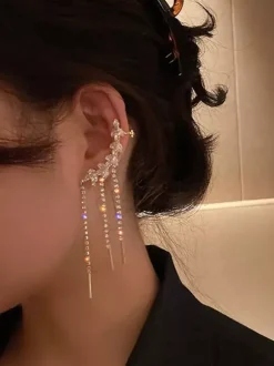 Wedding Earrings Rhinestone Girl's Rhinestone Pierced Bridal Jewelry