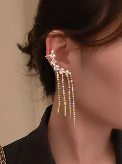 Wedding Earrings Rhinestone Girl's Rhinestone Pierced Bridal Jewelry