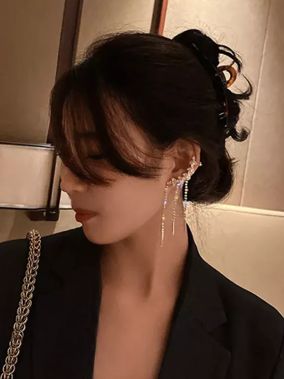 Wedding Earrings Rhinestone Girl's Rhinestone Pierced Bridal Jewelry