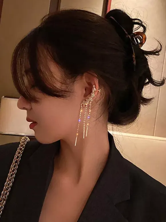 Wedding Earrings Rhinestone Girl's Rhinestone Pierced Bridal Jewelry