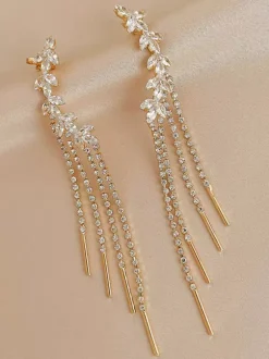 Wedding Earrings Rhinestone Girl's Rhinestone Pierced Bridal Jewelry