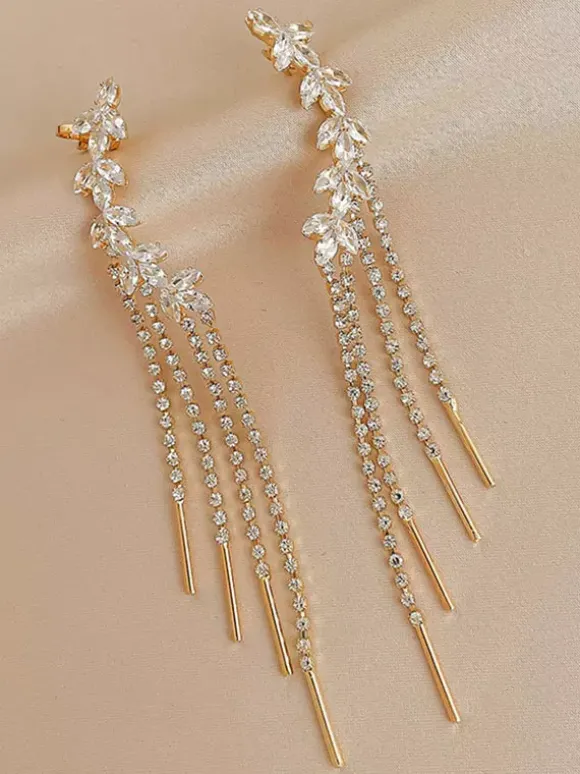 Wedding Earrings Rhinestone Girl's Rhinestone Pierced Bridal Jewelry