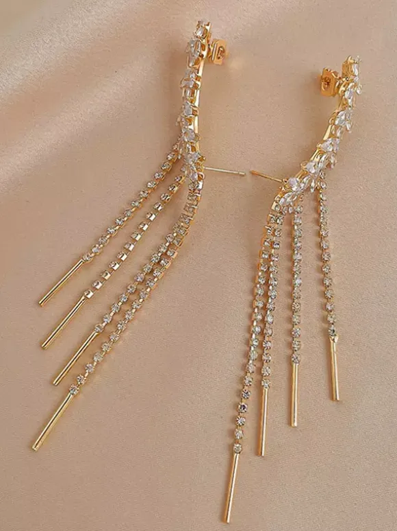 Wedding Earrings Rhinestone Girl's Rhinestone Pierced Bridal Jewelry