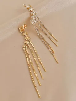 Wedding Earrings Rhinestone Girl's Rhinestone Pierced Bridal Jewelry