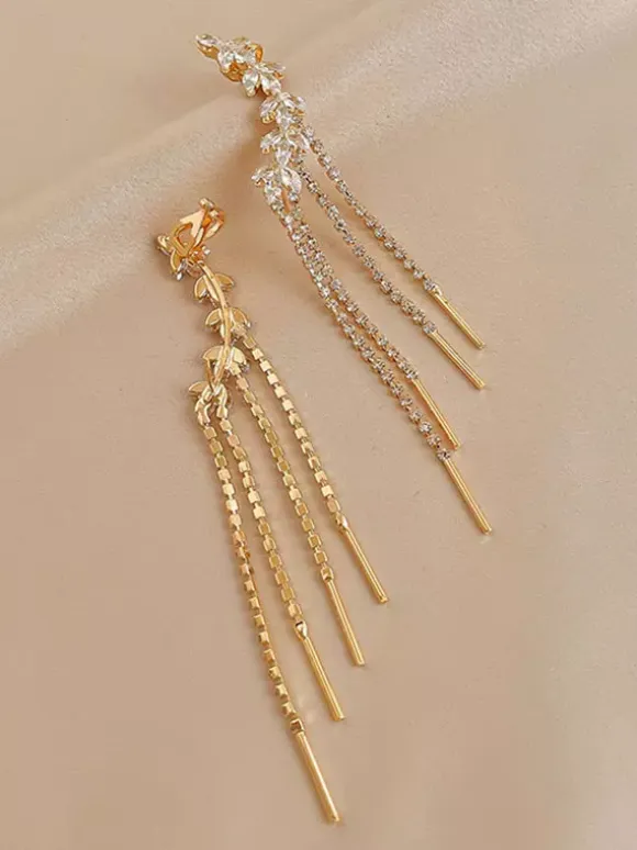 Wedding Earrings Rhinestone Girl's Rhinestone Pierced Bridal Jewelry