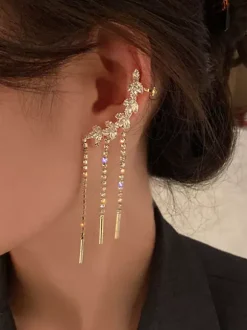Wedding Earrings Rhinestone Girl's Rhinestone Pierced Bridal Jewelry