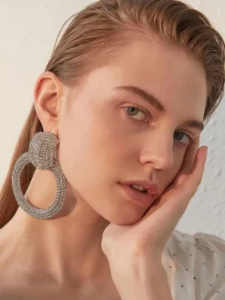 Wedding Earrings Rhinestone Girl's Rhinestone Pierced Wedding Jewelry