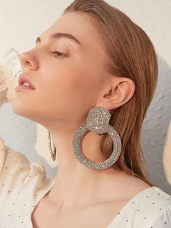 Wedding Earrings Rhinestone Girl's Rhinestone Pierced Wedding Jewelry