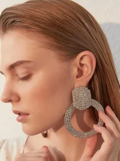 Wedding Earrings Rhinestone Girl's Rhinestone Pierced Wedding Jewelry