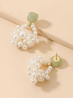 Wedding Earrings Rhinestone Girl's Rhinestone Pierced Bridal Jewelry
