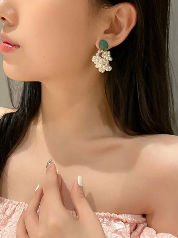 Wedding Earrings Rhinestone Girl's Rhinestone Pierced Bridal Jewelry