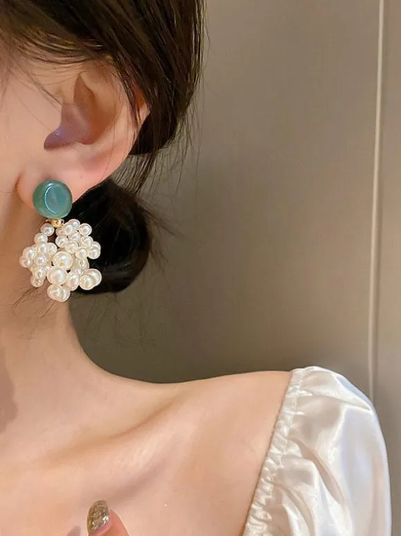 Wedding Earrings Rhinestone Girl's Rhinestone Pierced Bridal Jewelry