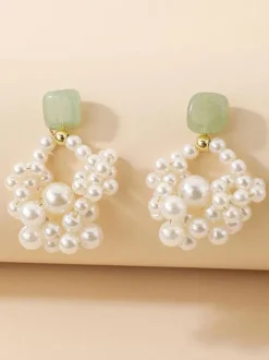 Wedding Earrings Rhinestone Girl's Rhinestone Pierced Bridal Jewelry
