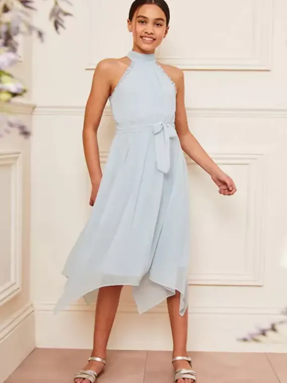 Wedding Flower Girl Dresses Special Occasion Dresses Baby Blue Sleeveless Sequins