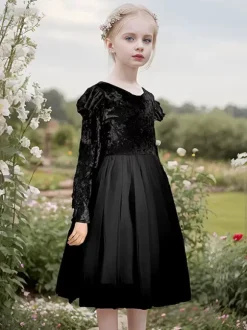 Wedding Flower Girl Dresses Special Occasion Dresses Pink Long Sleeves Ruffles