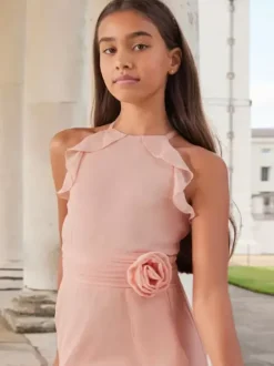 Wedding Flower Girl Dresses Special Occasion Dresses Pink Sleeveless Ruffles