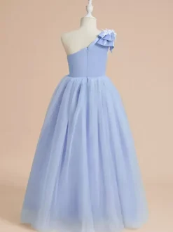 Wedding Flower Girl Dresses Special Occasion Dresses Baby Blue Sleeveless Bows