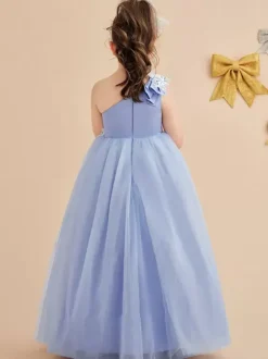 Wedding Flower Girl Dresses Special Occasion Dresses Baby Blue Sleeveless Bows