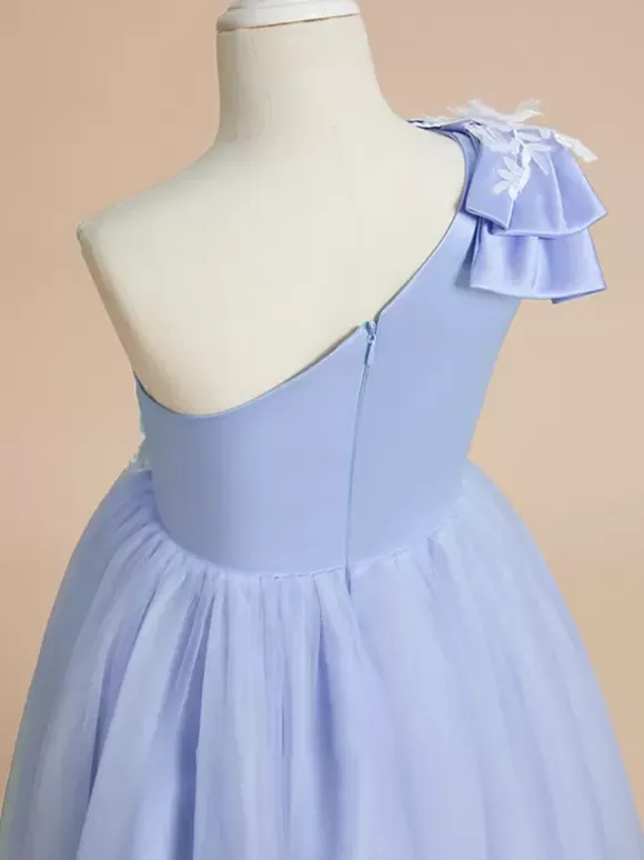Wedding Flower Girl Dresses Special Occasion Dresses Baby Blue Sleeveless Bows