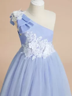 Wedding Flower Girl Dresses Special Occasion Dresses Baby Blue Sleeveless Bows