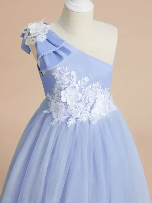 Wedding Flower Girl Dresses Special Occasion Dresses Baby Blue Sleeveless Bows