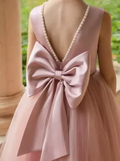 Wedding Flower Girl Dresses Special Occasion Dresses Pink Sleeveless Bows