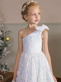 Wedding Flower Girl Dresses Special Occasion Dresses White Sleeveless Sequins