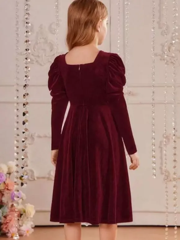 Wedding Flower Girl Dresses Special Occasion Dresses Emeralds Long Sleeves Pearls