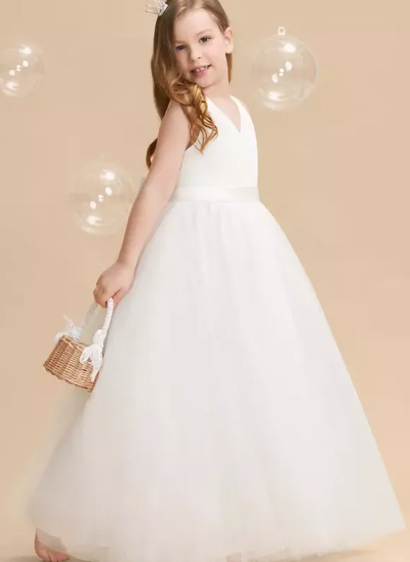 Wedding Flower Girl Dresses Special Occasion Dresses Ivory Sleeveless Sash