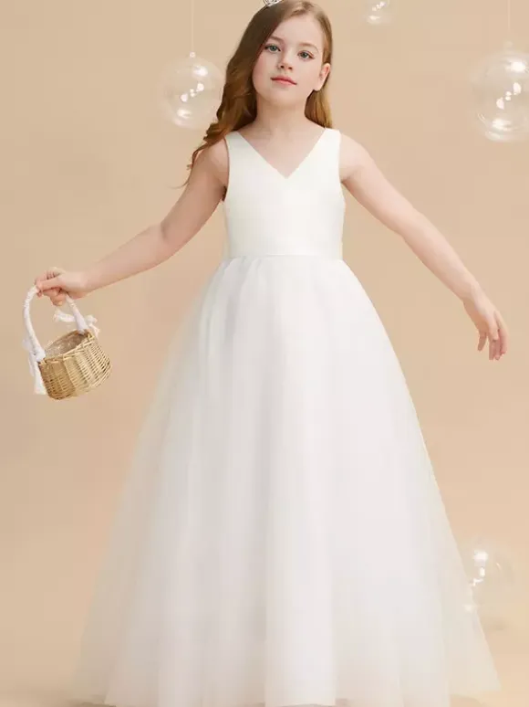 Wedding Flower Girl Dresses Special Occasion Dresses Ivory Sleeveless Sash