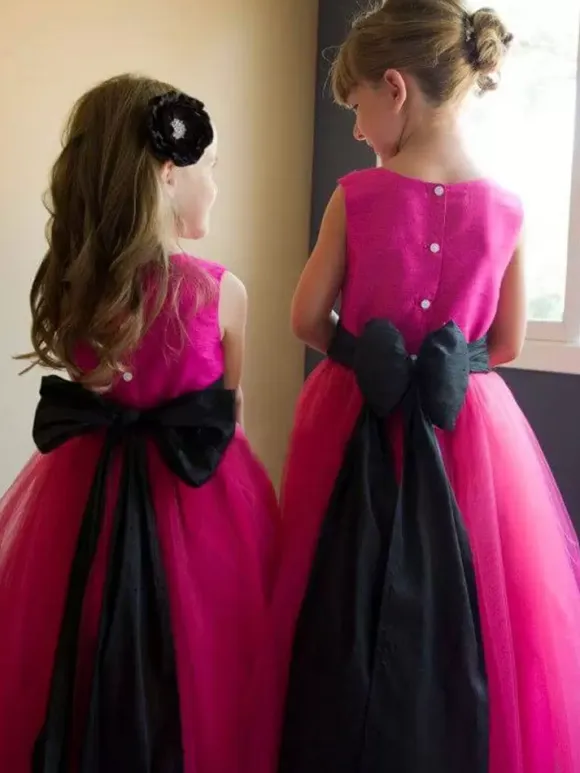 Wedding Flower Girl Dresses Special Occasion Dresses Peach Sleeveless Bows