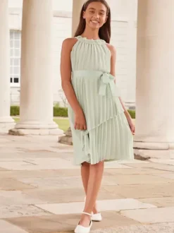 Wedding Flower Girl Dresses Special Occasion Dresses Pastel Green Sleeveless Pleated