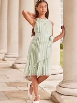 Wedding Flower Girl Dresses Special Occasion Dresses Pastel Green Sleeveless Pleated