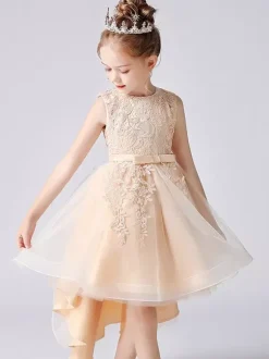 Wedding Flower Girl Dresses Special Occasion Dresses Soft Pink Sleeveless Lace
