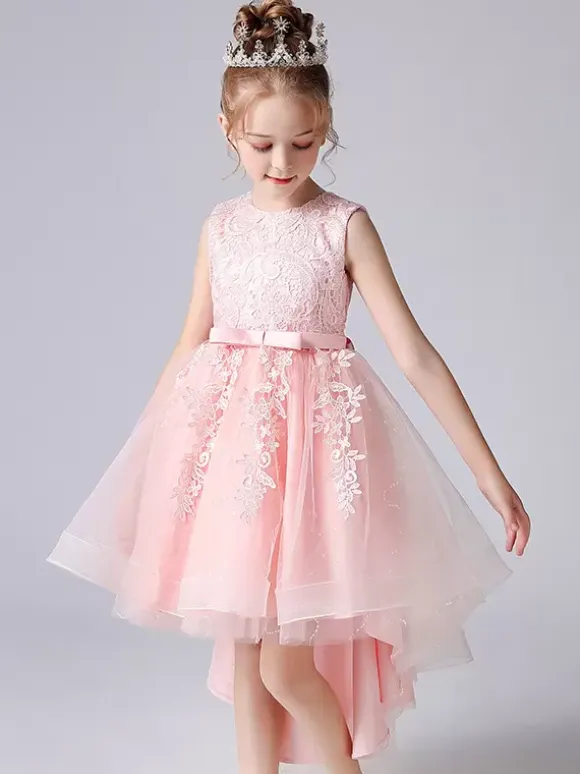 Wedding Flower Girl Dresses Special Occasion Dresses Soft Pink Sleeveless Lace