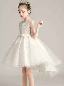 Wedding Flower Girl Dresses Special Occasion Dresses Soft Pink Sleeveless Lace